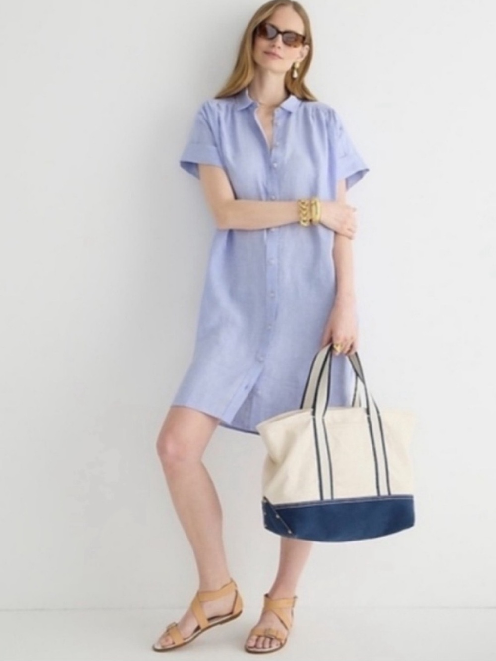 J.Crew Baird McNutt Irish Linen Blue Shirt Dress XS
